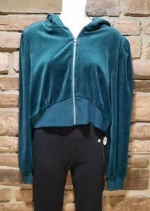 Reflex Full Zipper Womens Crop Green Sweater Size XL #361